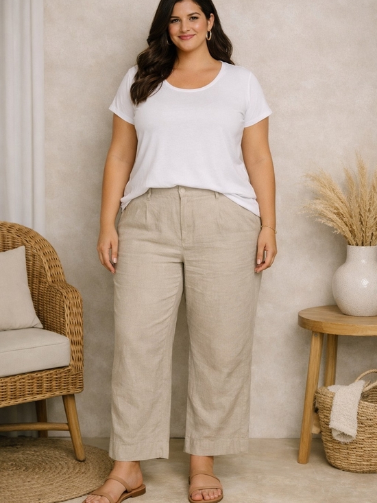 a new day Pants - a new day Beige Wide Leg Linen-Blend Pants